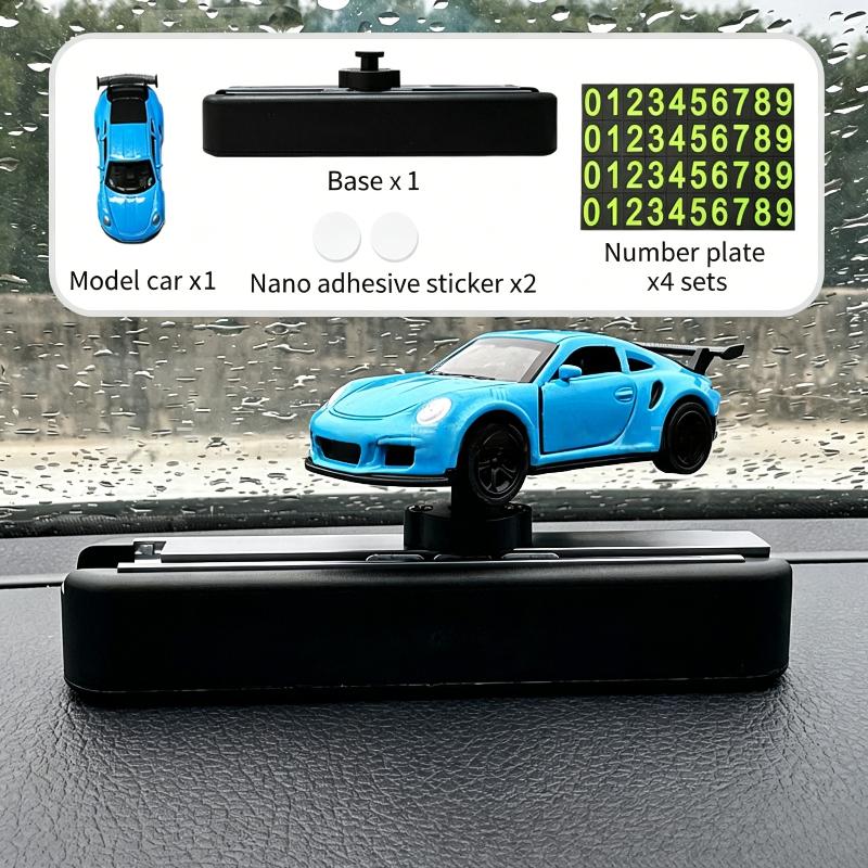 Car Dashboard Decorations With Temporary Parking Number Plate Drift & Turn Mini Car Model Ornament Dynamic Interactive