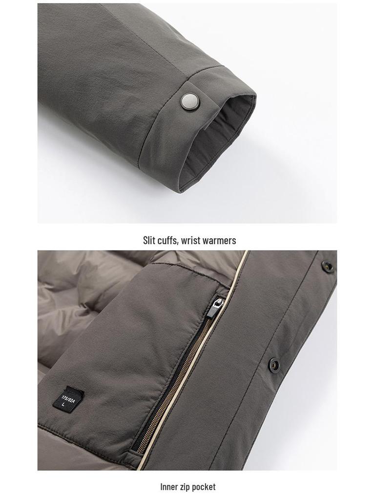 Men's Premium Lightweight Winter Goose Down Jacket with Turn-Down Collar - Mid-Age Business Casual Outerwear