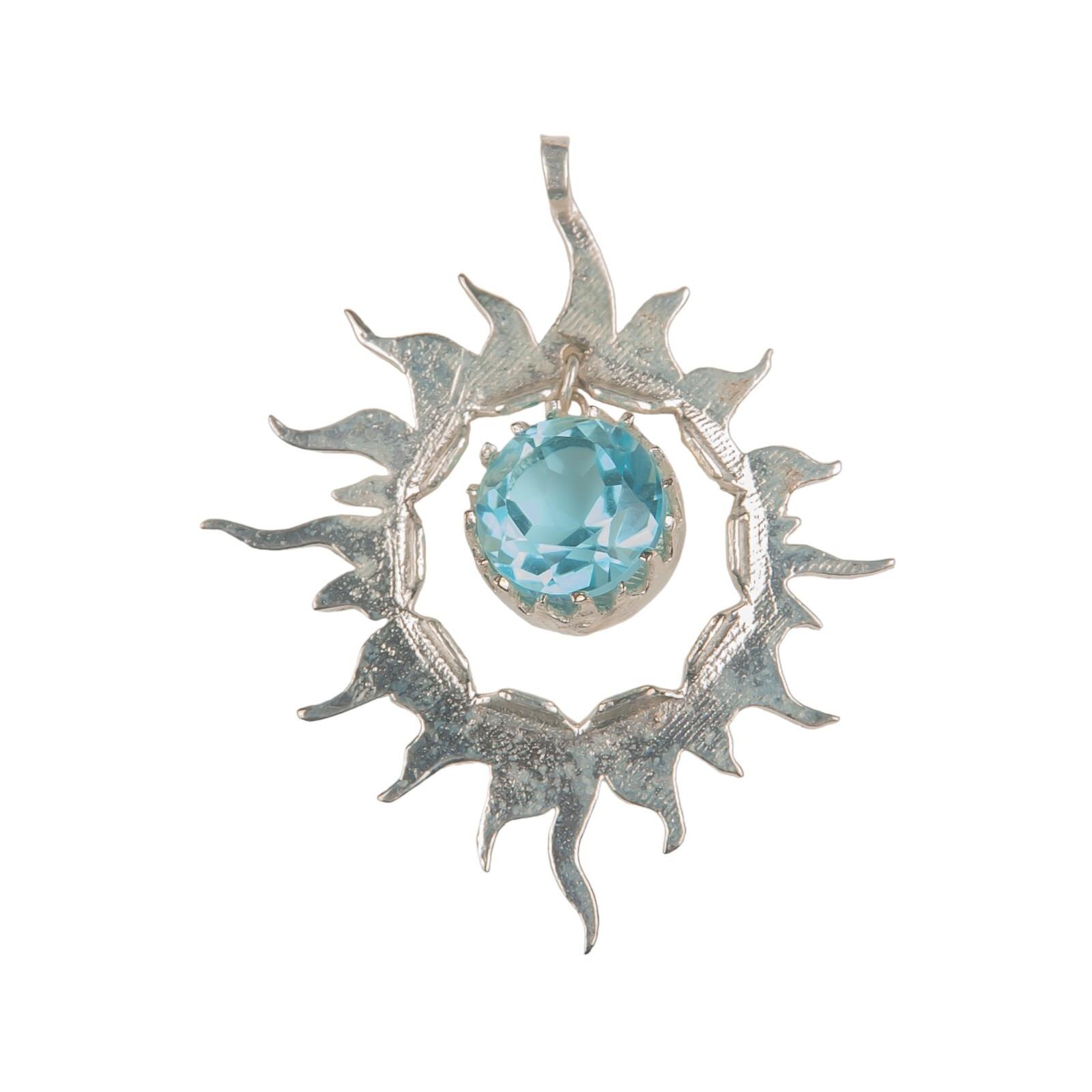 

925 Стерлинговое серебро Мультидрагоценный камень Солнце Польза для здоровья Унисекс Ювелирная подвеска 1,76 CP-18