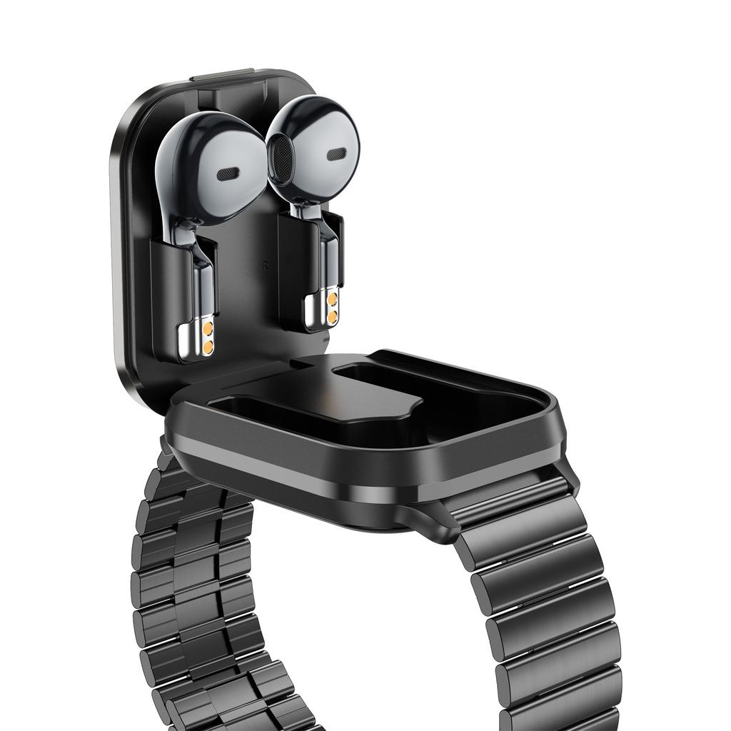 D8 Pro 2-in-1 Bluetooth-kompatibler TWS-Ohrhörer Gesundheitsüberwachung Bluetooth-kompatibles Anrufen Smartwatch, Stahlarmband