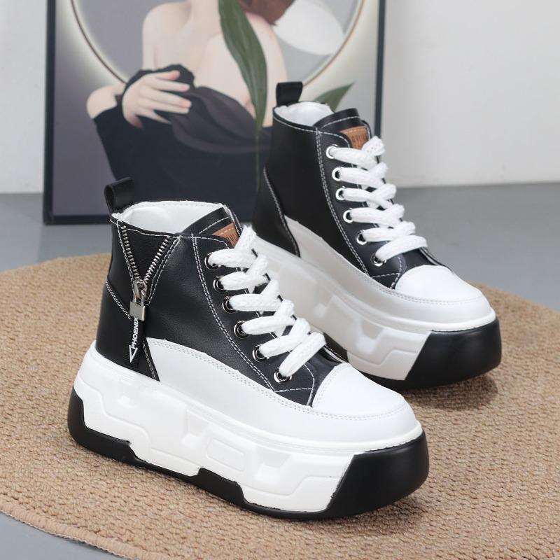 Mode 8CM Platå Sneakers för Kvinnor Höga Skor Kilklack Ankelstövlar Kvinnor Fritidsskor Vita Sneakers Promenadskor