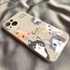 Cute Cartoon Cat Pattern Phone Case For iPhone 16 15 14 13 12 11 Pro Max Mini X XS SE 7 8 Plus 16E Shockproof Soft Cover Fundas