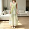 Sleeveless Summer Dress,Women's Minimalist Fresh Gradient Lightweight Breathable Loose Comfy Casual Wear for Daily Outdoor Walks