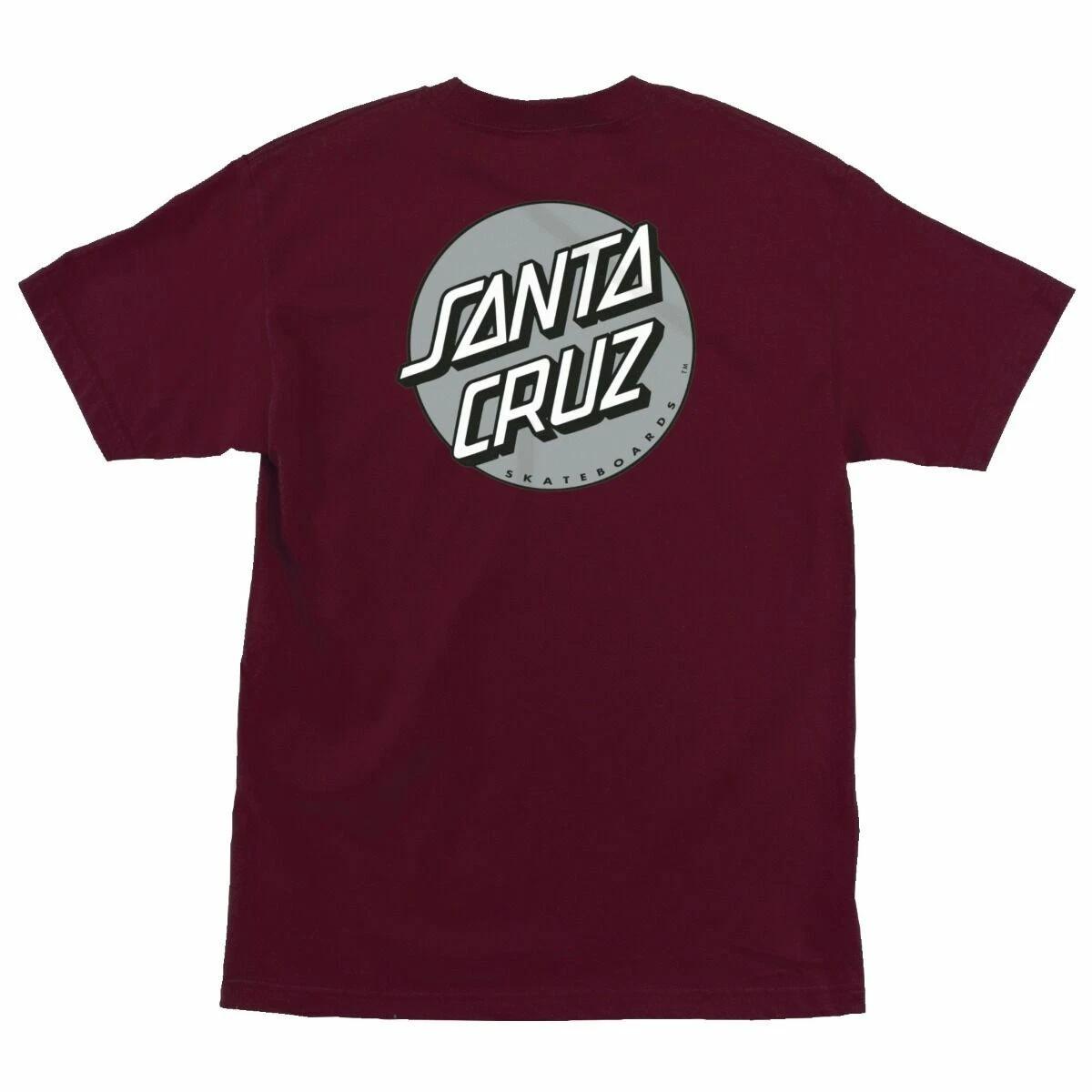 Santa Cruz OTHER DOT Skateboard T Shirt BURGUNDY w/SILVER Dot L