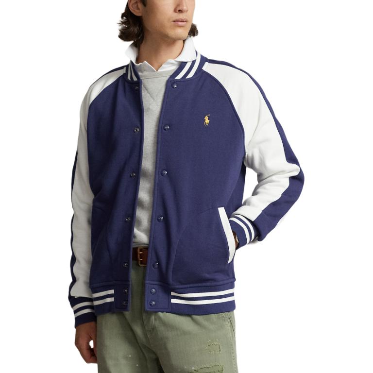 Polo Ralph Lauren Color Block Logo Dragon Embroidery Single Breasted Jacket Men jackets Blue MNPOKNI16823348-400