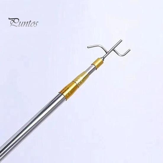 Stainless Steel Telescopic Capture Pole with Pickup Hook Curtain Puller Clothes Dryer Fishing Net Puller Portable Truck Cargo Grabber for Home