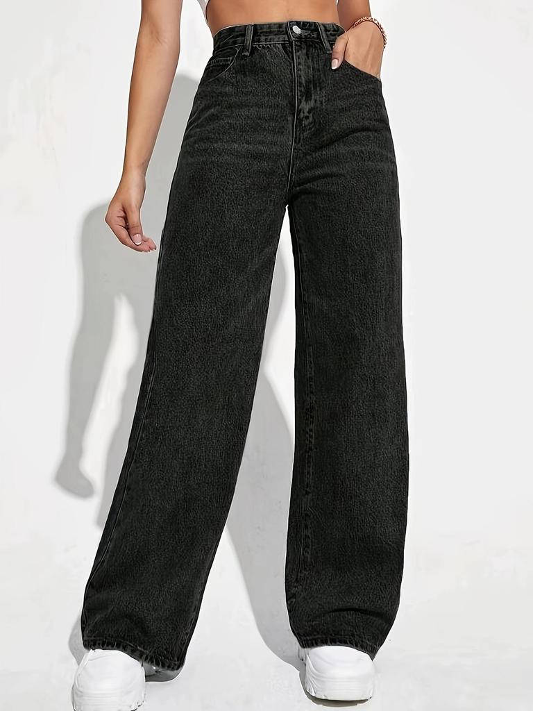 Washed Retro Straight Leg Loose Jeans for Women - Casual Versatile Fashion Long Pants