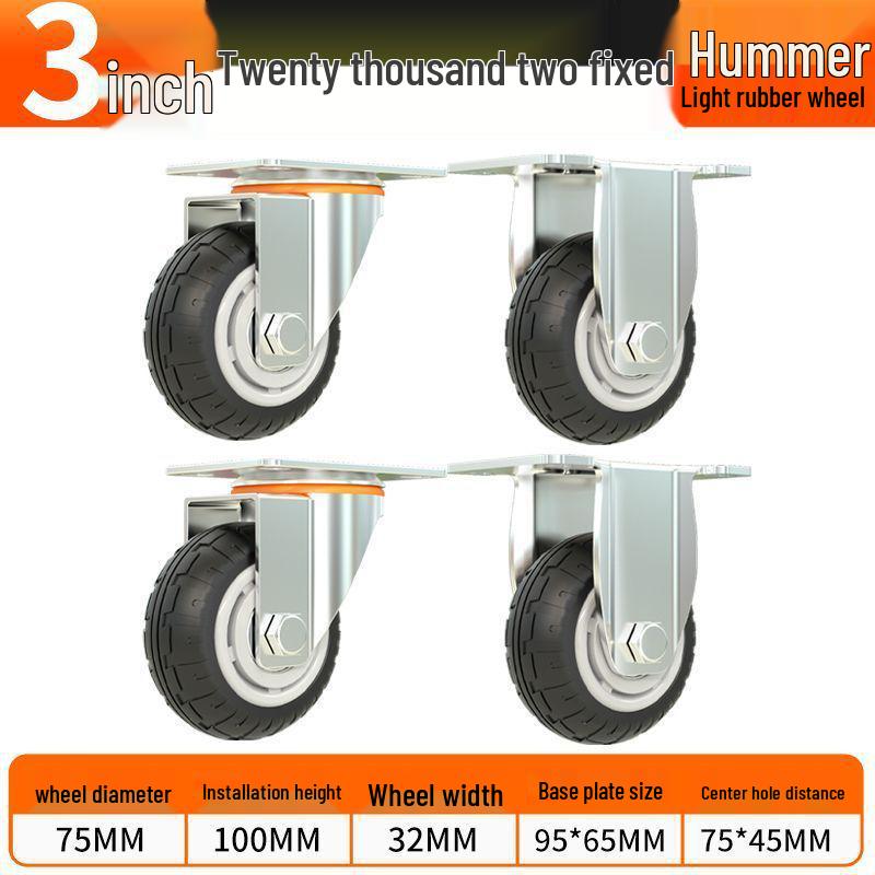 Universal Silent Rubber Caster Wheel - 4, 5, 6, 8 Inch Wear-Resistant for Hand Trucks and Flatbed Trolleys.