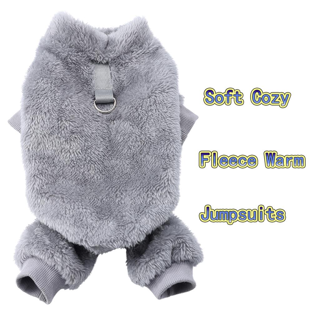 Winter Fleece Warm Dog Cloth Winter Soft Cozy Puppy Jumpsuit Plush Winter D-ring Overall For Small Medium Pet Vest Coat for Cat