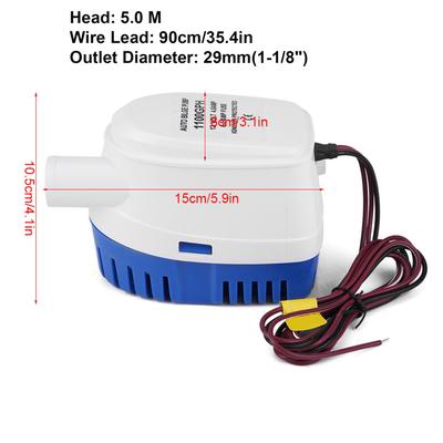 1100GPH Boat 12V Marine Automatic Submersible Bilge Fully Auto Switch Internal Auto Bilge Bilge Pump