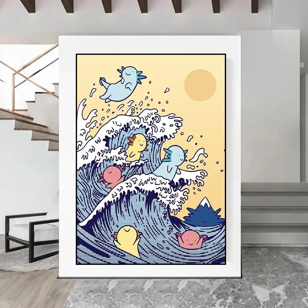 Japanese Art Great Wave Off Kanagawa Vintage Poster Print  Abstract Canvas Painting Wall Art Picture For Living Room Home Decor No Frame