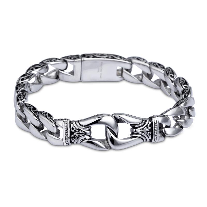 Retro Men's Stainless Steel Titanium Bracelet - European and American Fashion