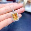 Light Luxury Imitation Natural Citrine Set Ring Pendant 10X12 Large Ring Face Lucky Yellow Diamond Necklace