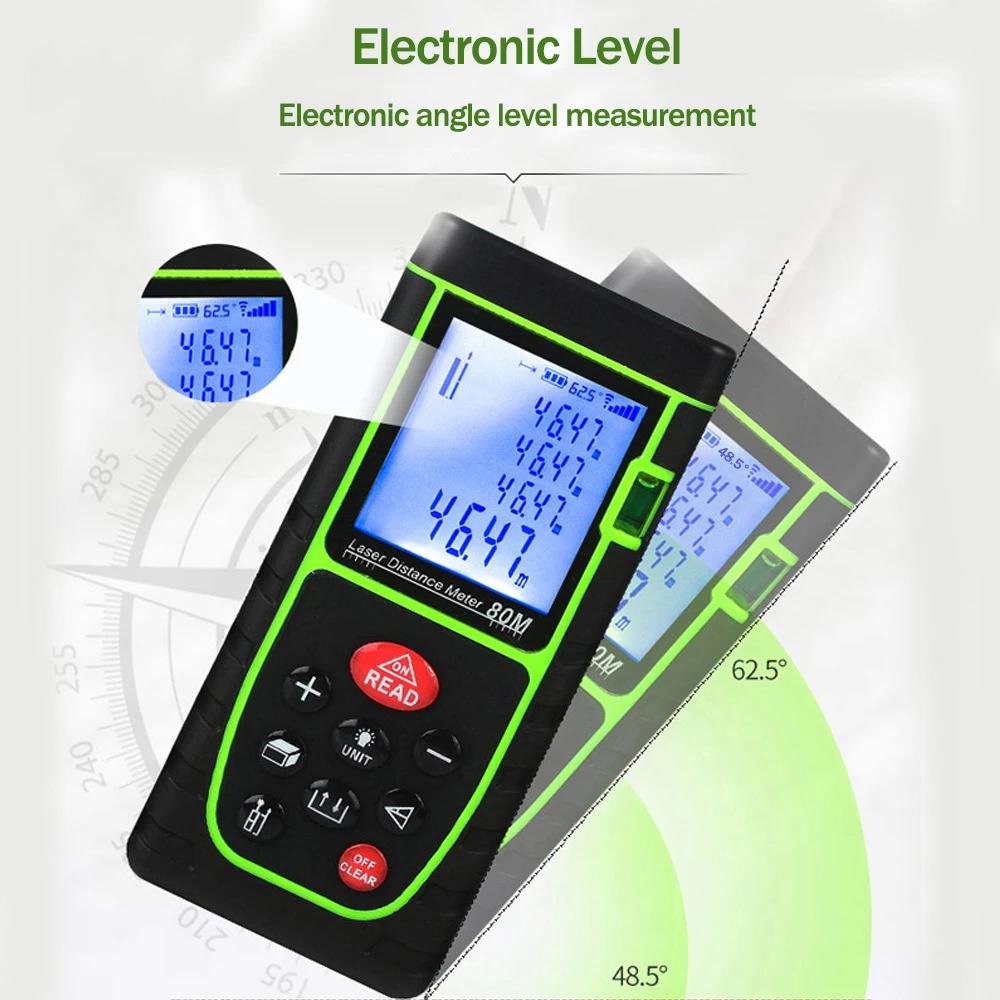 Laser Rangefinder 40M 60M 80M 100M Rangefinder with Backlight Tape Measure Rangefinder Build Measuring Equipment Ruler Test Tool