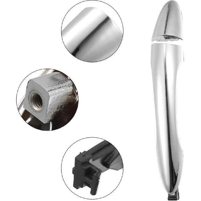 ACROPIX Rear Right Side Car Exterior Door Handle Fit for Kia Sportage 2011-2016 82662-3W030 82661-3W010 - Pack of 1 Silver Tone