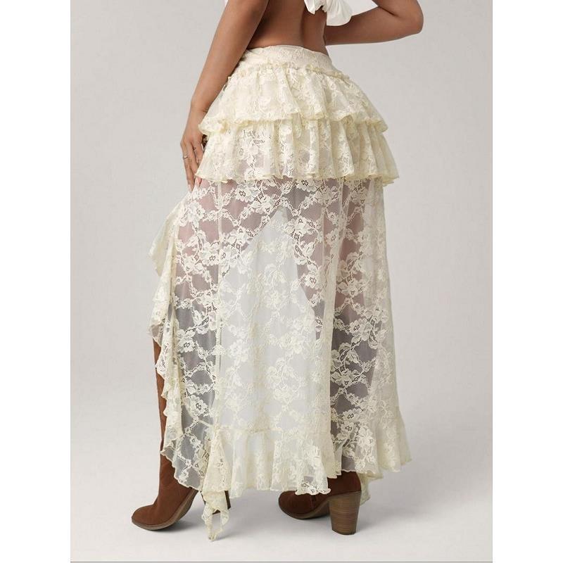 Summer Sexy Lace Skirt Cowgirl Style Irregular Design Sense Women's Skirt Independent Station