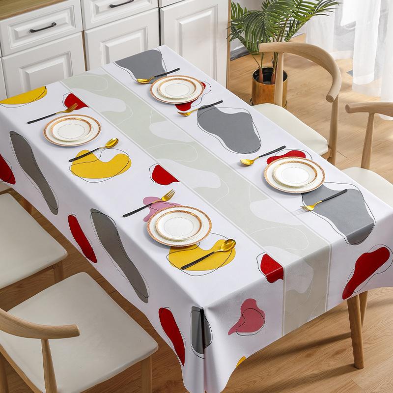 Cartoon Pvc Tablecloth Waterproof, Oil-Proof And Scalding-Proof Leave-In Tablecloth Student Desk Rectangular Tablecloth Coffee Table Cloth Mocha
