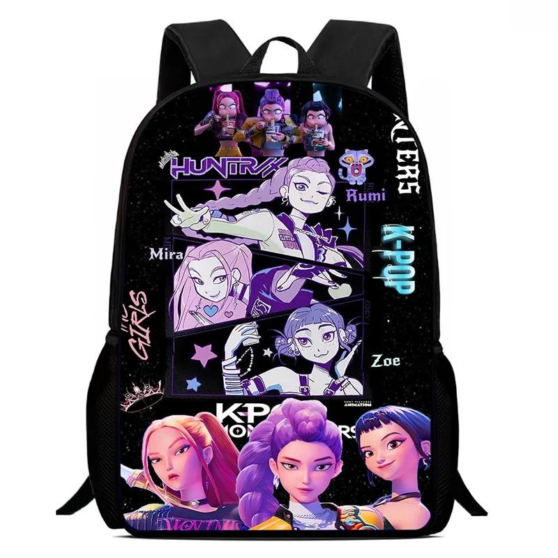 Mochila Child School Backpack,Cartoon K-Po-P D-Emo-N Hu-Nt-Ers Child School Bags For Girl Boy,Durable &Light Weight Backpack