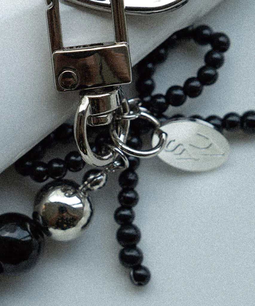 SUYV Mobile Phone Bead Keyring Modern Ribbon Black