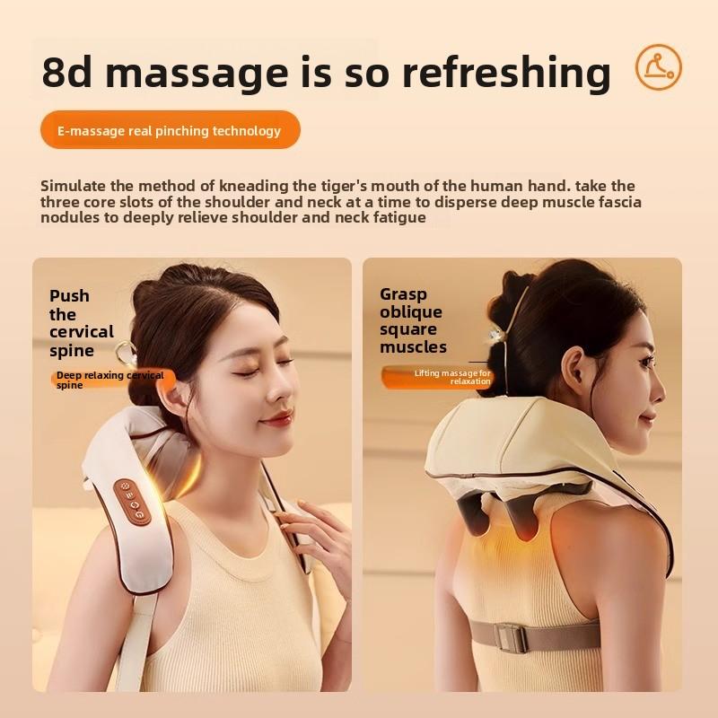 Electric Kneading Heated Shoulder and Neck Massage Shawl Multi-functional Back Massager Trapezius Hot Compress Physiotherapy Instrument