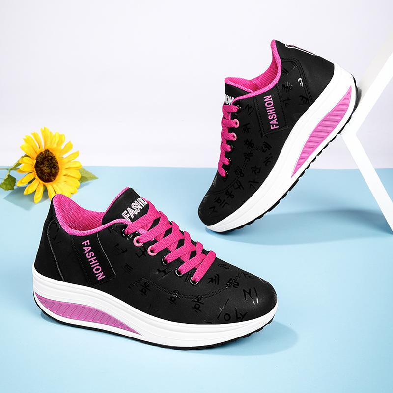 Rocking shoes women's shoes 2025 spring and autumn new leather walking mother shoes casual sports shoes platform foreign trade travel shoes