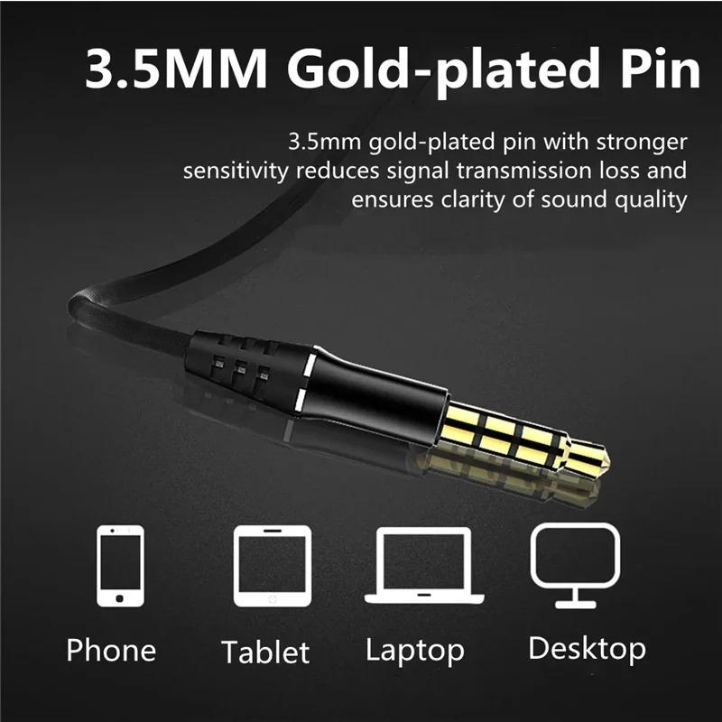 HIFI 6D Surround Bass In-Ear Wired Headphones 3.5mm Type C Earphone Sports Waterproof Gaming Headset Handfree Earbuds with Mic