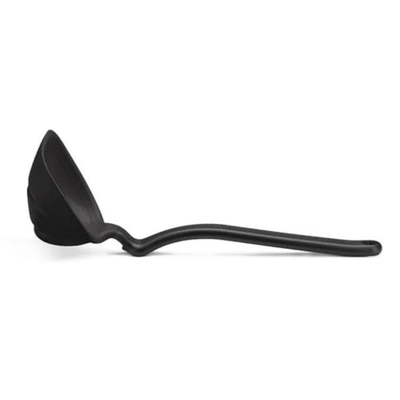 

Space Saving Flat Fold Silicone Spoon with Ergonomic Handle Kitchen Accessories For Backpack Lunch Box Picnics Use чёрный