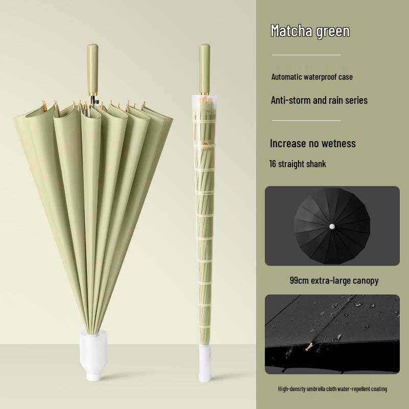 Women's High-End Automatic Long-Handled Umbrella with Straight Rod - Suitable for Rain or Shine and Men's Business Logo