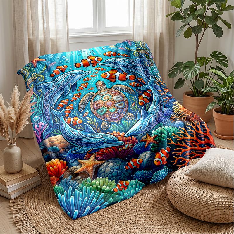 Ocean Life Adventure 2 Theme blanket Lightweight Warm Flannel Blanket Decorative Throw Blanket for Home Decoration
