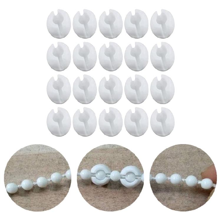 20Pcs Blind Beads Chain Crimp Stops for Roller Shade Applicable Beads Diameter 4mm Plastic Curtain Beaded Chain Stoppers