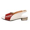 Women's Summer New Color Block Low Heel Sandals Plus Size Open Toe Heeled Sandals