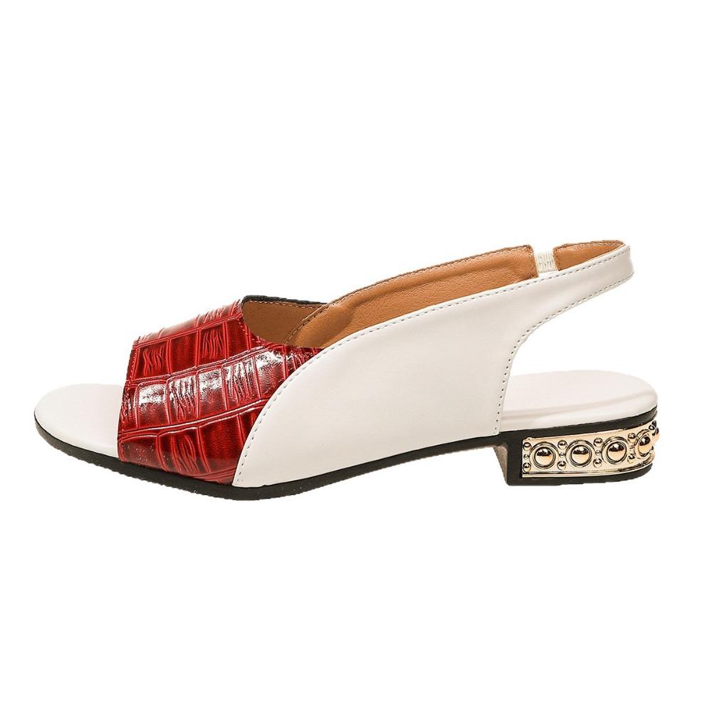 Women's Summer New Color Block Low Heel Sandals Plus Size Open Toe Heeled Sandals