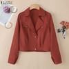 ZANZEA Women Casual Turn Down Collar Long Sleeve Thin Cardigan Blouse