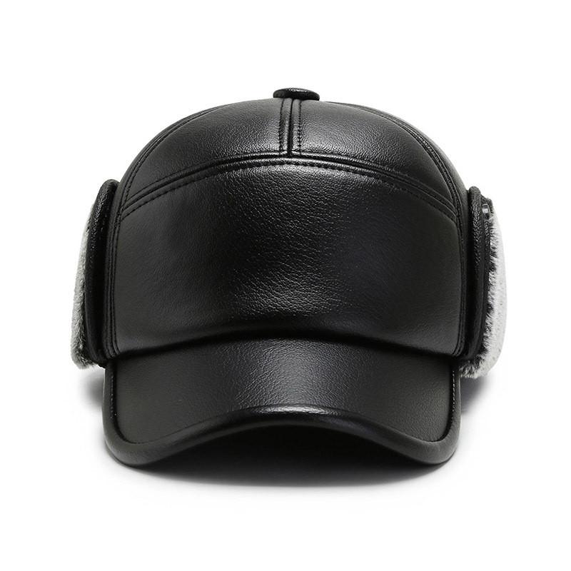 Ushanka Hat Plush Pu Leather Cap Winter Outdoor Warmth Ear Gifts Protection