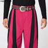 INCERUN Men's High Zipper Waist Striped Patchwork Casual Long Flare Pants Trousers