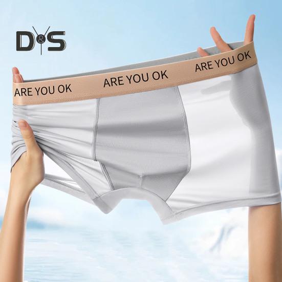 Menn Bokser Undertøy Middels høyde Patchwork Farge Ice Silke Shorts Truser Ultratynn Pustende Sommer Undertøy