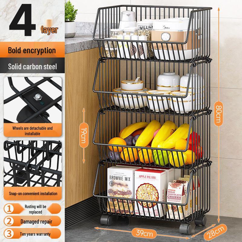 Multi-layer Floor-standing Fruit & Veggie Basket Rack for Kitchen & Home