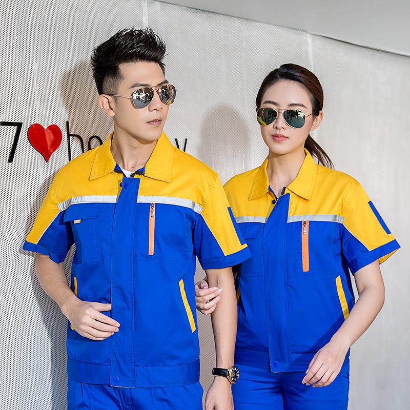 Breathable Short Sleeve Workshop Uniform Set for Auto Repair