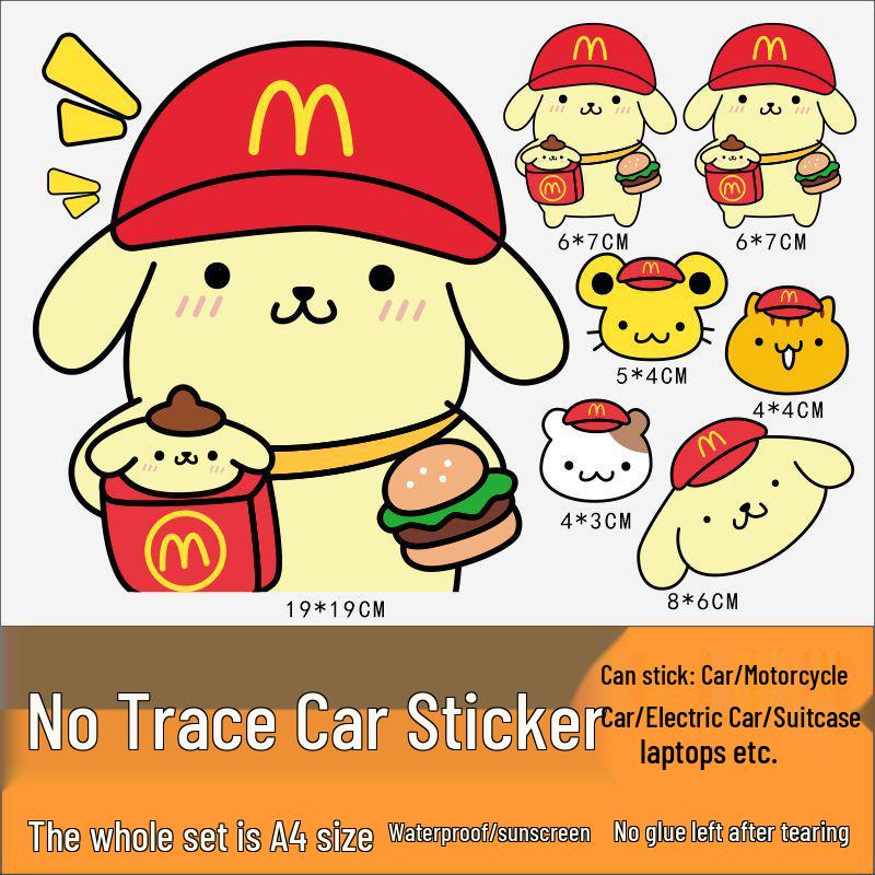 

Водонепроницаемые наклейки для автомобиля и мотоцикла Sanrio Pompompurin - Милые наклейки с желтой собачкой