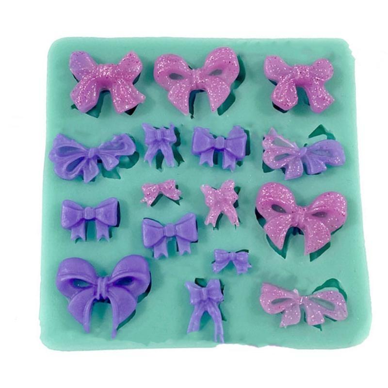 Mini Love Heart Bow Silicone Mold Handmade Soap Making Mould for DIY Baking Fondant Chocolate Wedding Cake