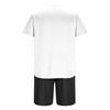 2Pcs/Set Men Sports Suit O-Neck Short Sleeve T-shirt Elastic Waist Wide Leg Shorts Set Solid Color Waffle Fabric Sportswear