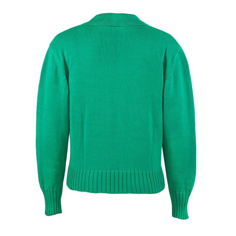 Kołnierzyk polo Luźny sweter damski swobodny dzianinowy sweter z długim rękawem Ciepły jednolity kolor Top Prosty dojazd Modny swobodny sweter Jesień Zima