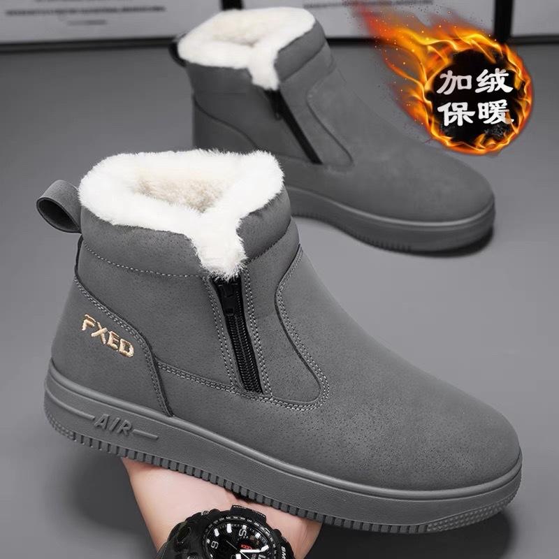 2025 New Winter Men's Boots Fashion High-top Cotton Shoes Plush Warm Fur Snow Boots Suede Casual Ankle Boots for Men Botas Hombre