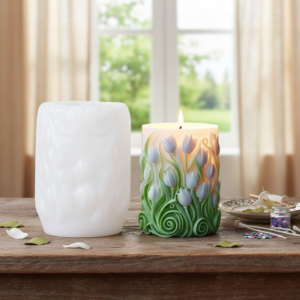 3D Carved Pattern Candle Silicone Mold Flexible Floral Mold Epoxy Resin Mold Gift Making