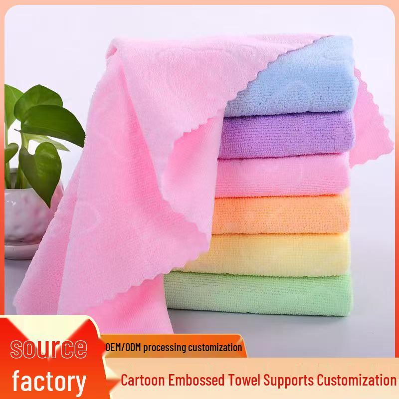Ultra-Fine Cartoon Embossed Thick Towel - Colorful, Absorbent, Lint-Free Gift Towel 30x30 cm