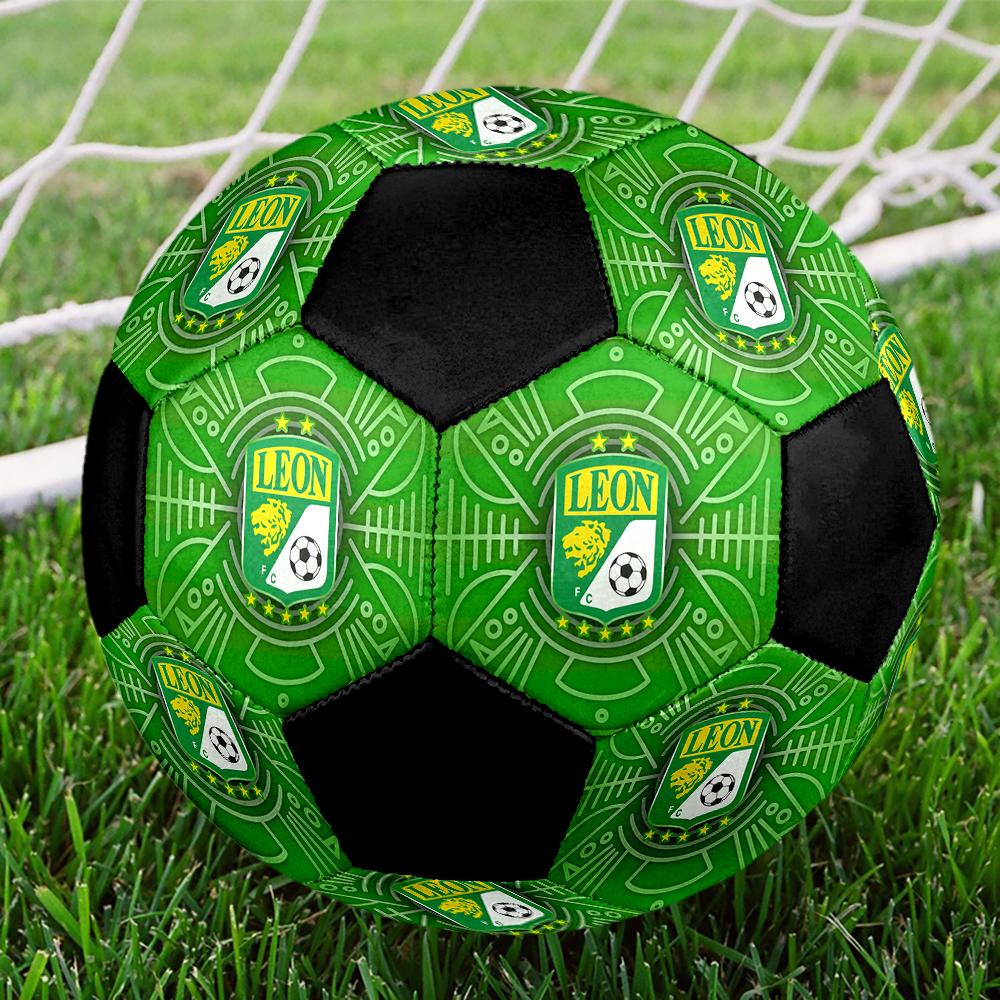 SIZE 5 León FC Soccer Ball Colorful All Ages Machine Stitched PVC Competition Ready Durable High-Bounce