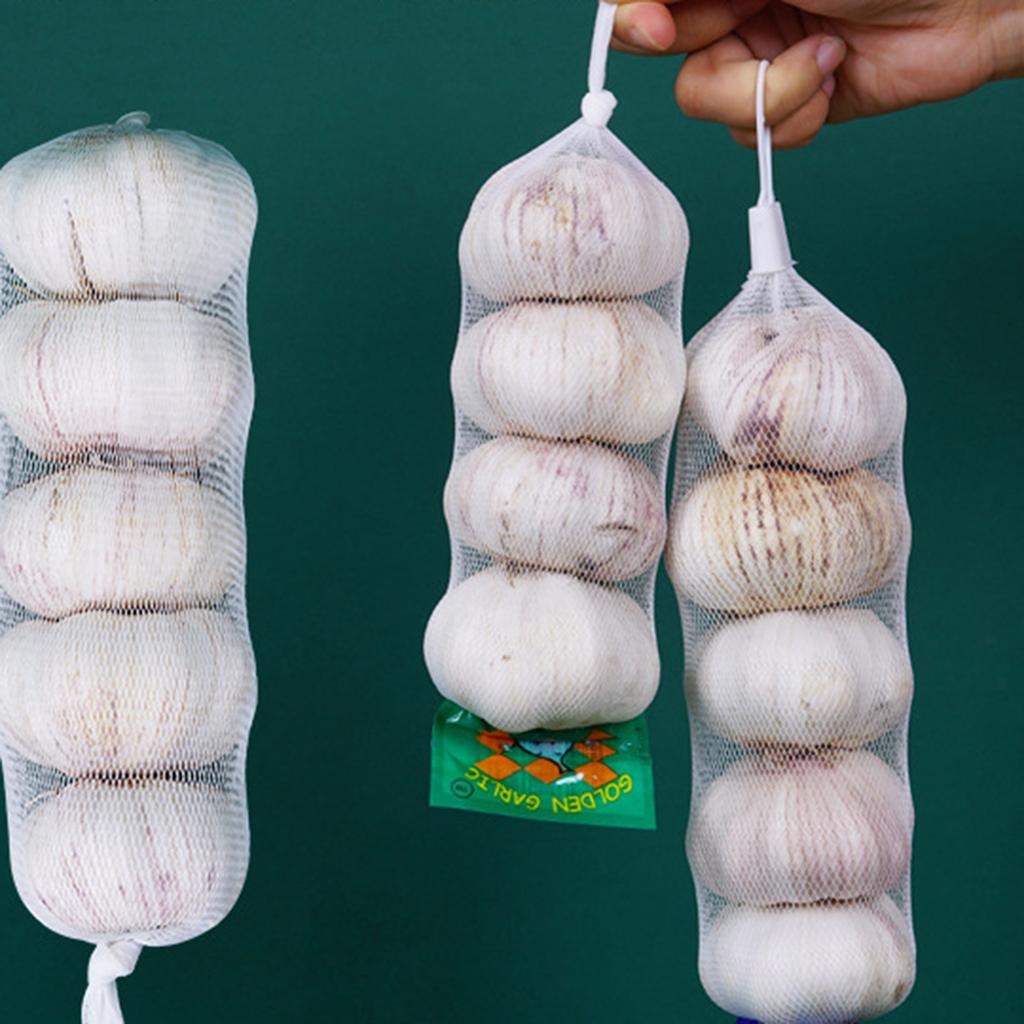 100PCS Garlic Ginger Packing Mesh Bags Breathable Net Sacks Convenient Mesh Pouch for Home Kitchen Storage