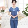 Pajamas for Women, Summer Short Sleeved Set for Middle-aged Mothers Two-piece Set for Home Wear, Can Be Worn Externally