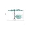 Parasol extérieur rectangulaire double face de 4,5 m avec manivelle (vert clair) (sans pied)