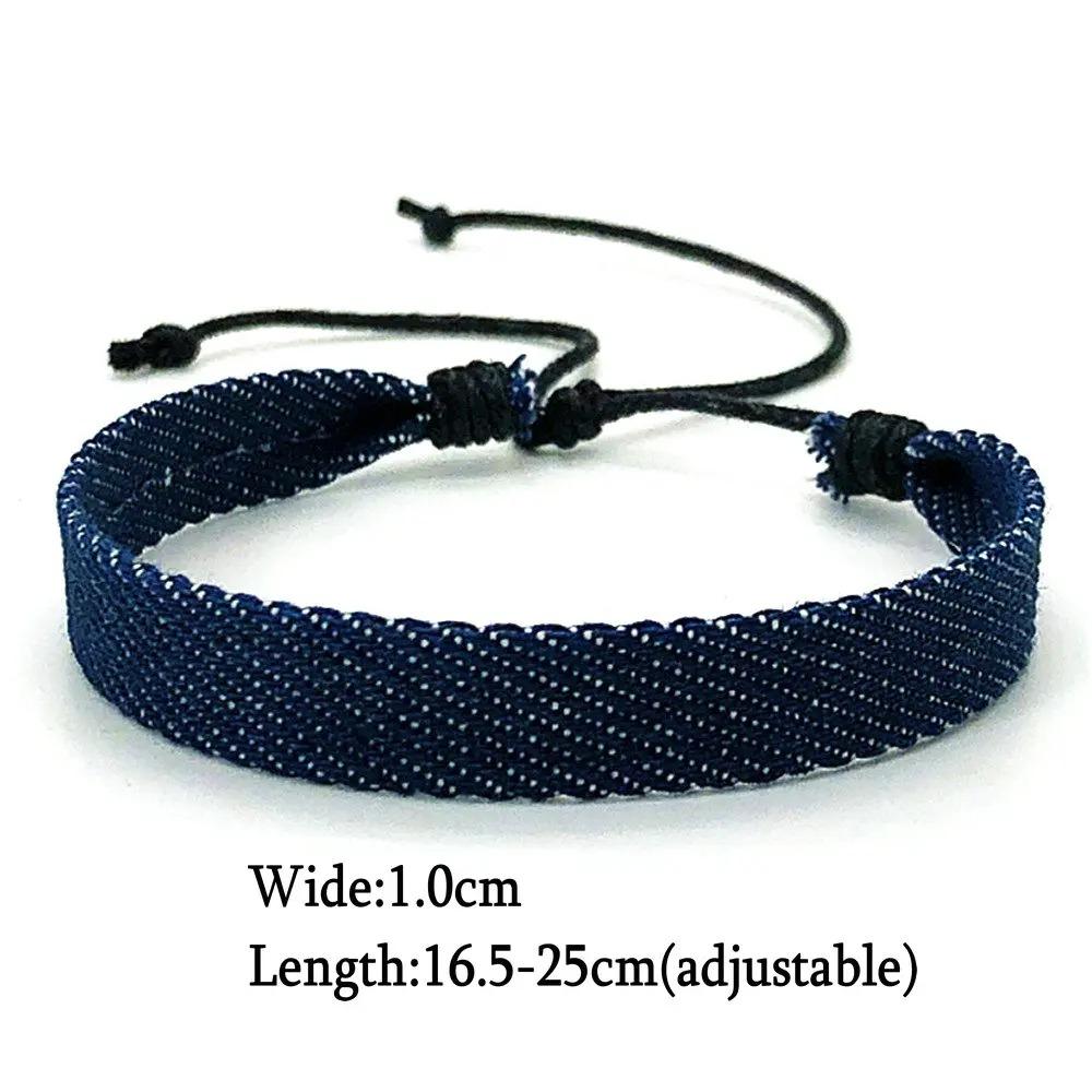 Stackable Star Denim Bracelets Stretch Adjustable Webbing Bracelet Fashion Denim Woven Bracelet